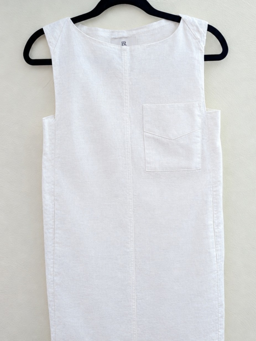 Banana Republic White Sleeveless Hemp/Linen Shift Dress With Pockets